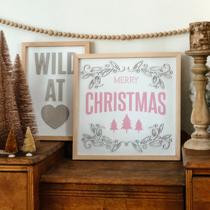 Merry Christmas Sign Blush and White