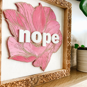 Nope Neon Floral Engraved Sign